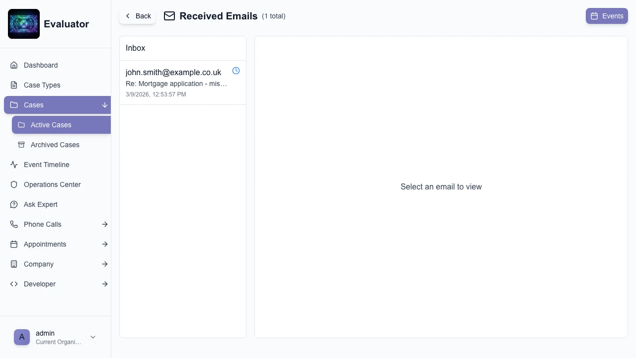 Automated email processing for loan applications
